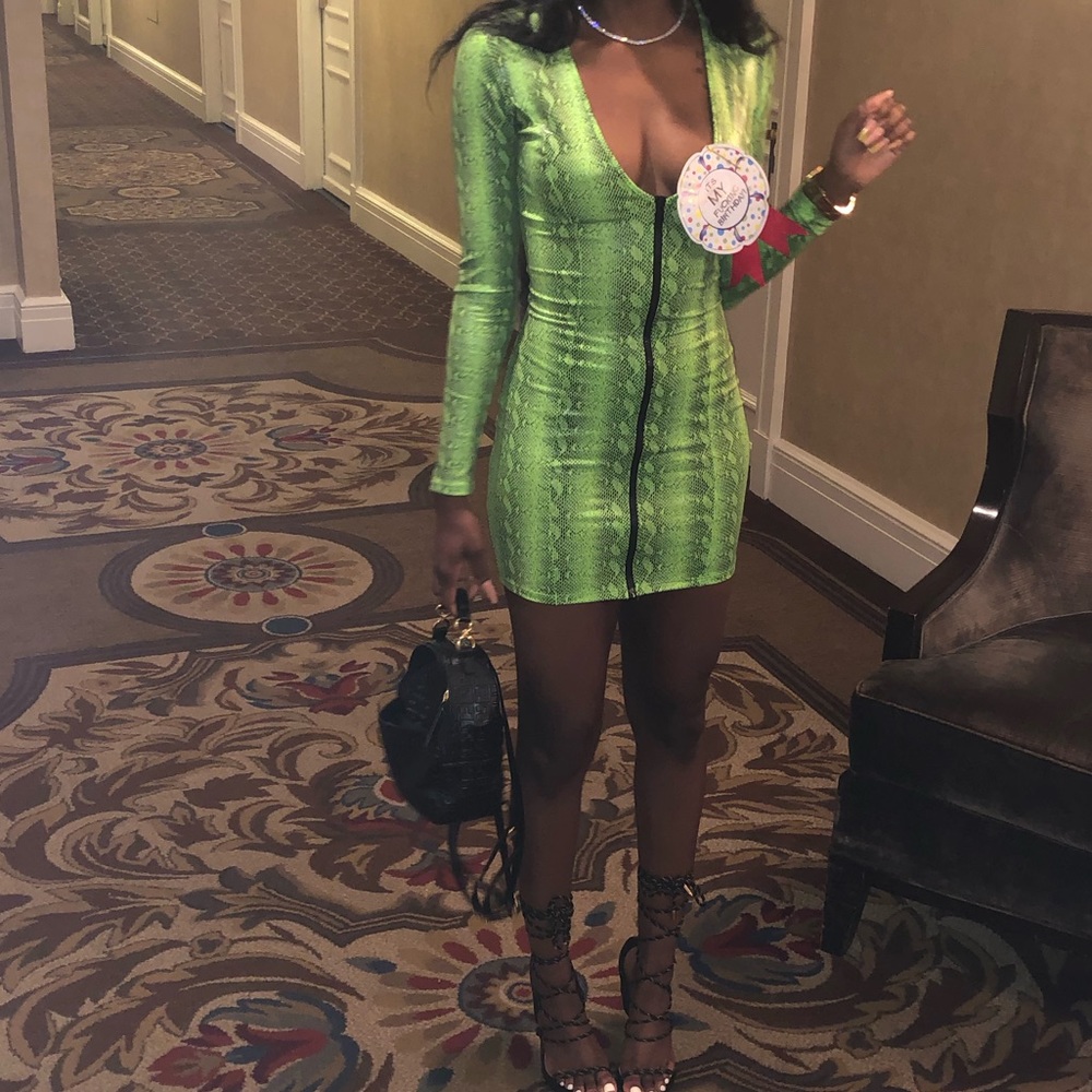 Green Leather Snakeskin Dress